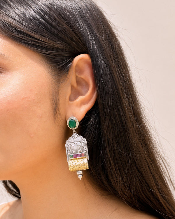 Vasudha Silver Look Alike Stone Earring