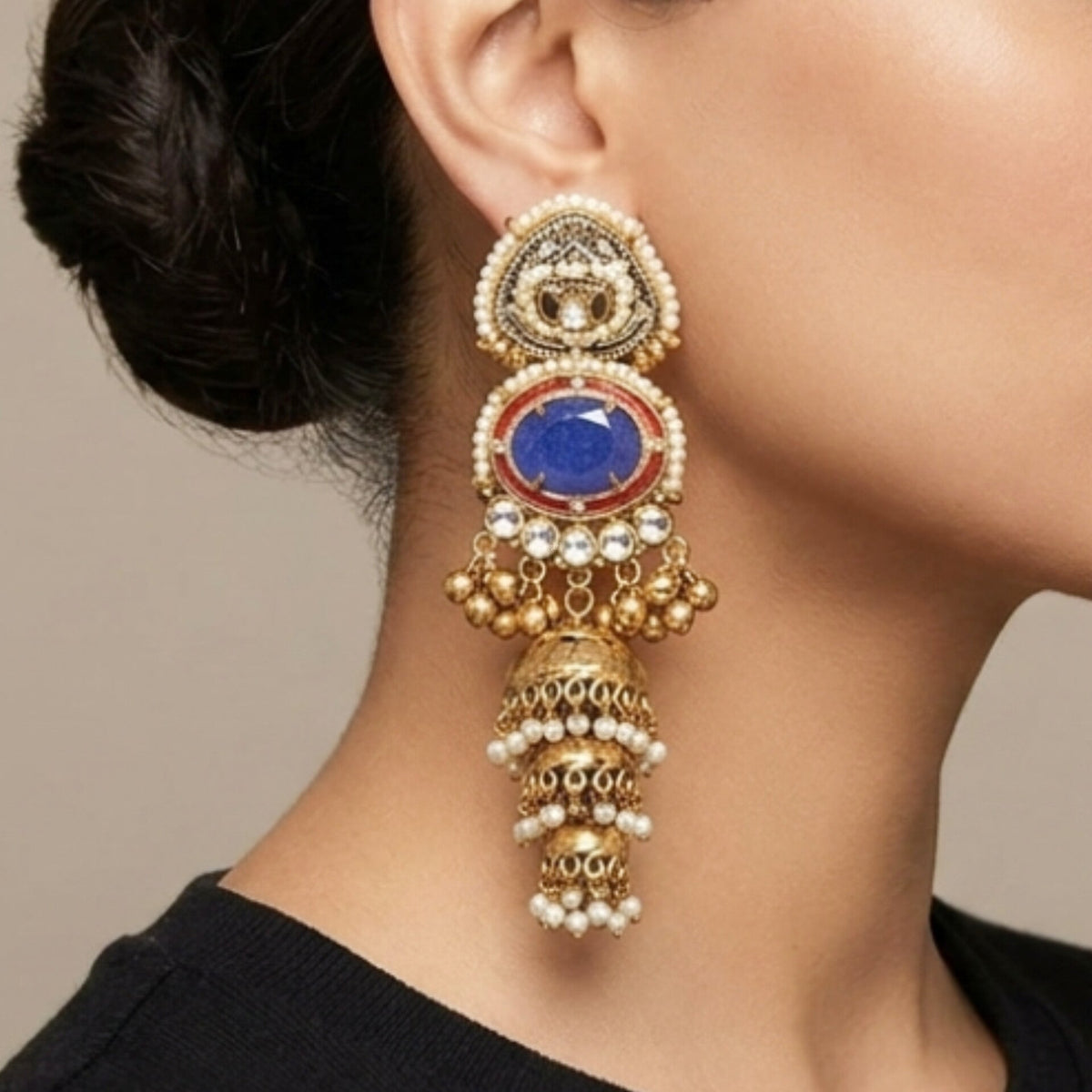 Tassel Golden Jhumka Earrings For Women With Gungroo