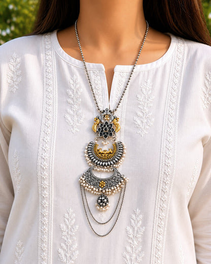 Poppy Dual Tone Fusion Traditional Necklace Set