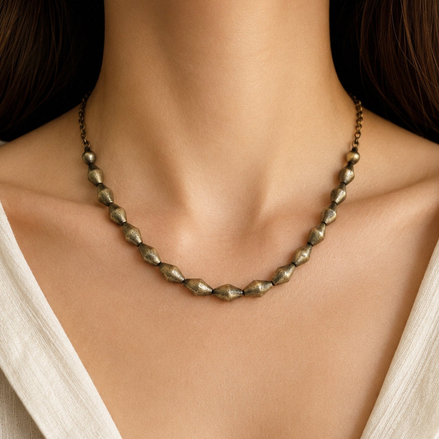 Solobeeds Silver Look Alike Oxidized Choker