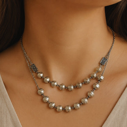 Doublebeeds Silver Look Alike Oxidized Choker