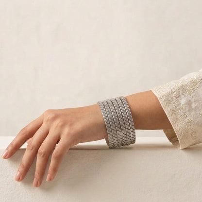 Khanak Silver Look Alike Oxidized Bangles