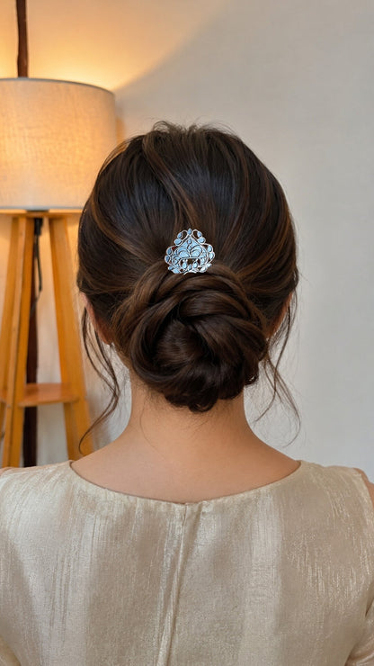 Zarnaa Silver Look Alike Oxidised Hair Pin