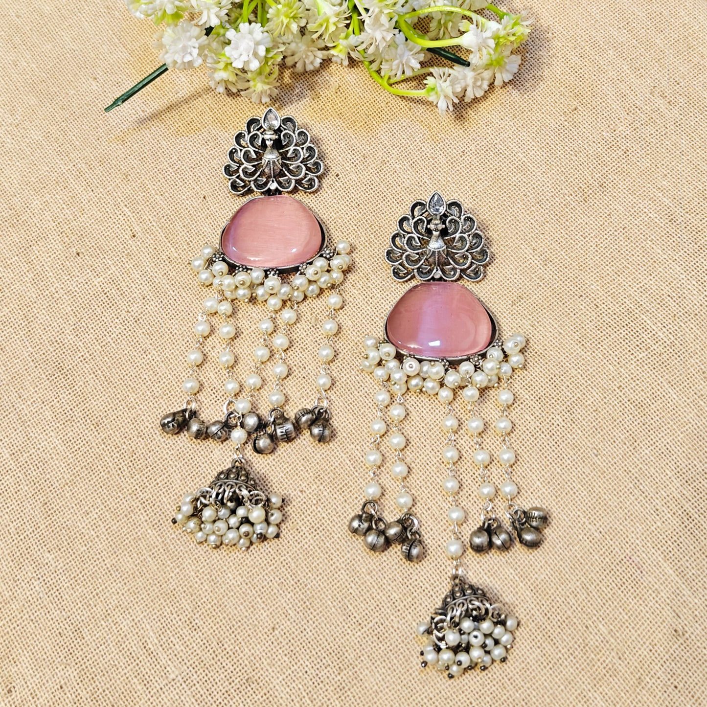 Serene Silver Look Alike Stone Earring