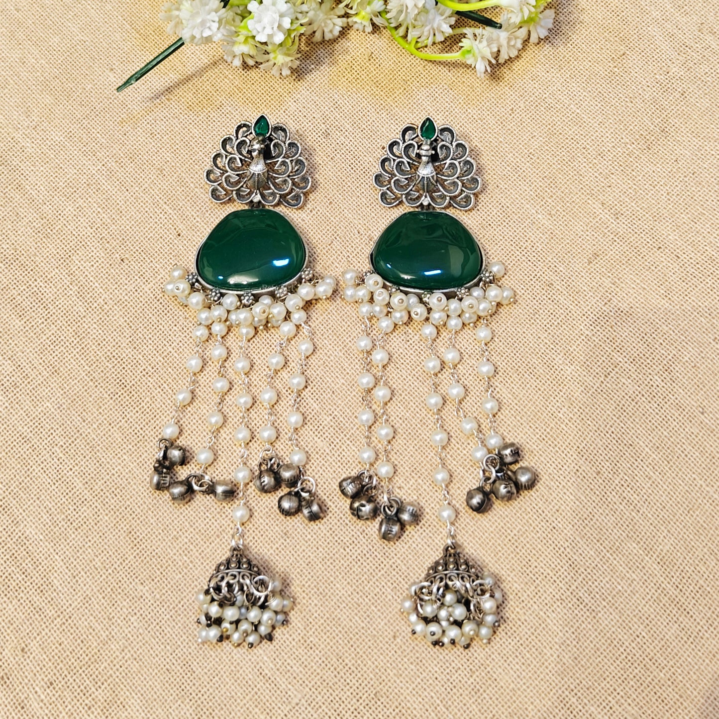 Serene Silver Look Alike Stone Earring