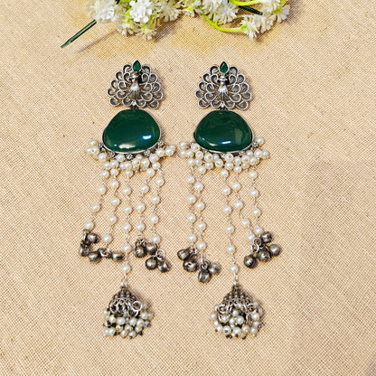 Serene Silver Look Alike Stone Earring
