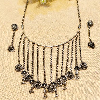 Bansi Silver Look Alike Oxidized Necklace