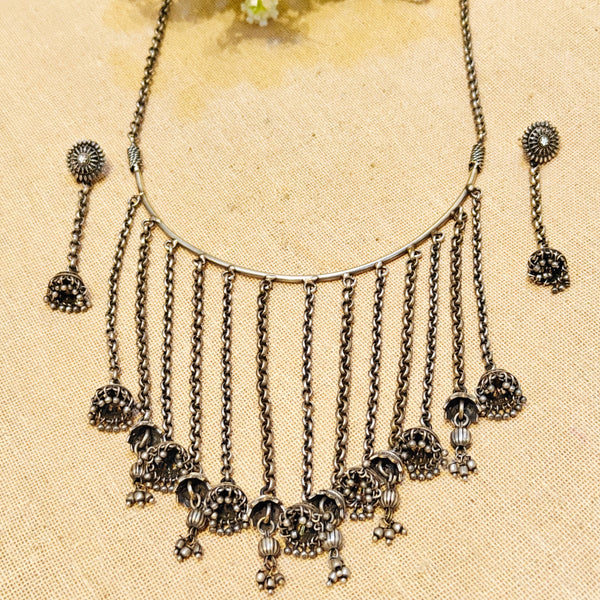 Bansi Silver Look Alike Oxidized Necklace