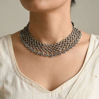 Garden Glamour Silver Look Alike Oxidized Choker