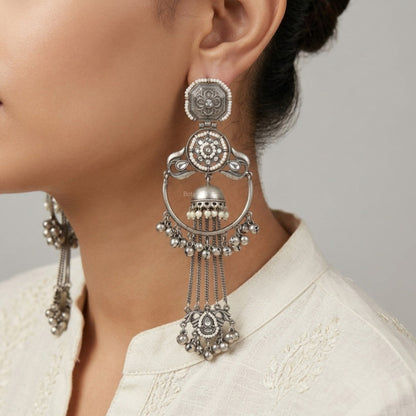Zephyr Silver Look Alike Oxidized Earring