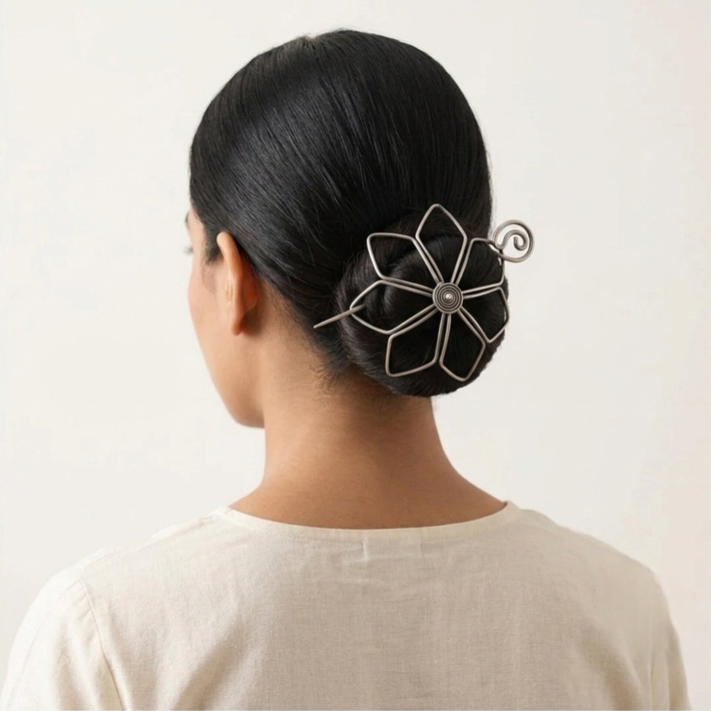 Glam Silver Look Alike Oxidized Hair Bun