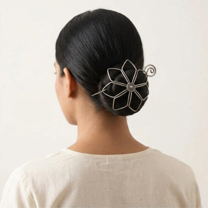 Glam Silver Look Alike Oxidized Hair Bun