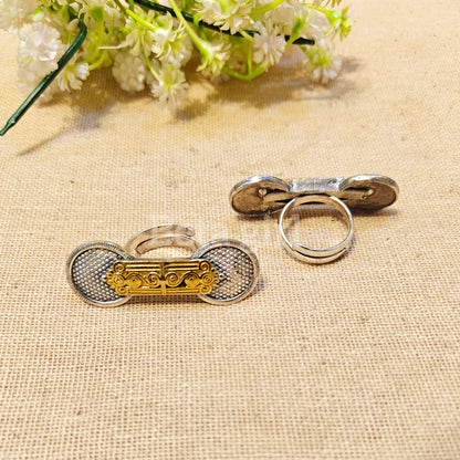 Topaz Silver Look Alike Dual Tone Ring