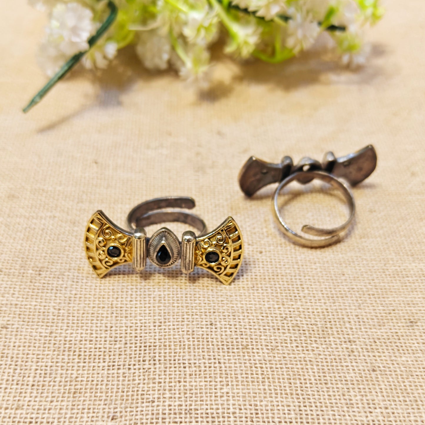 Aster Silver Look Alike Oxidized Ring