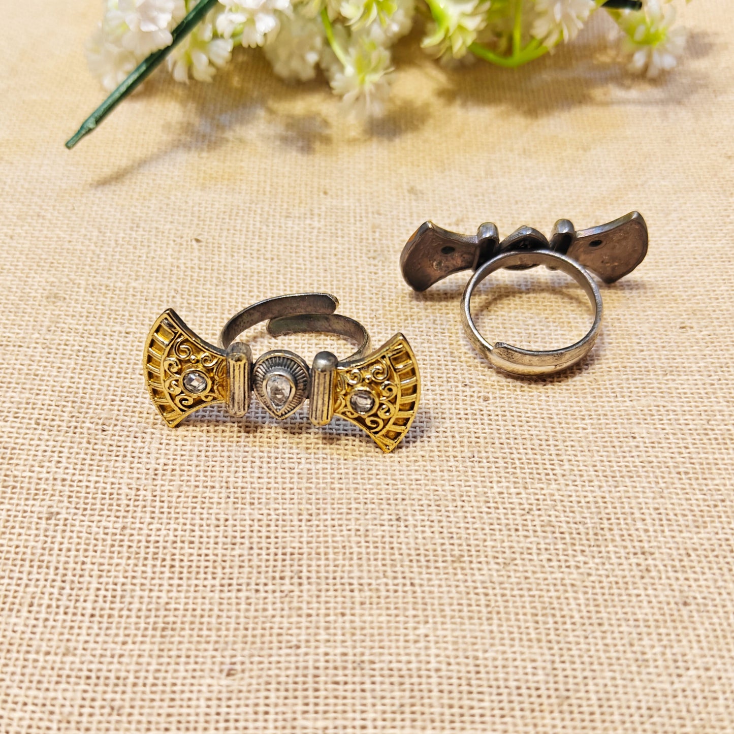 Aster Silver Look Alike Oxidized Ring