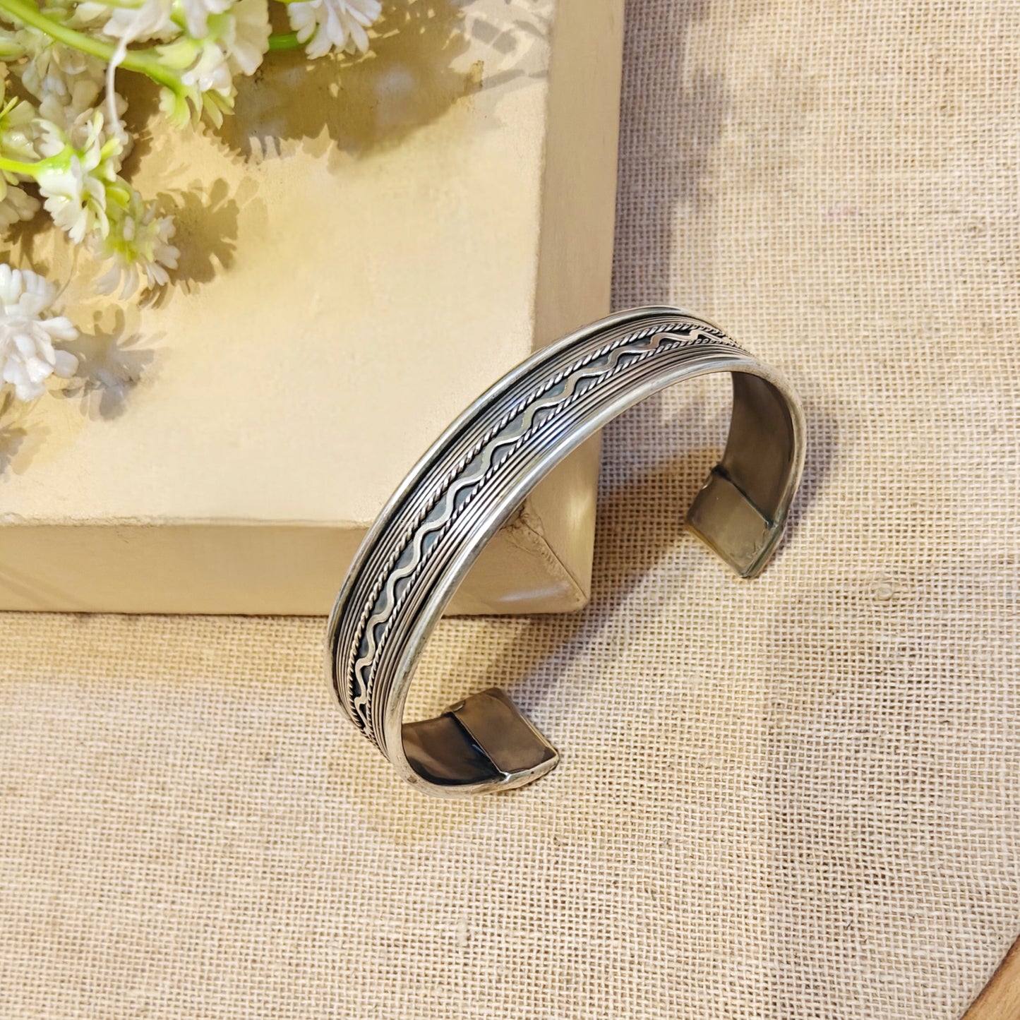 Topaz Silver Look Alike Oxidized Kada