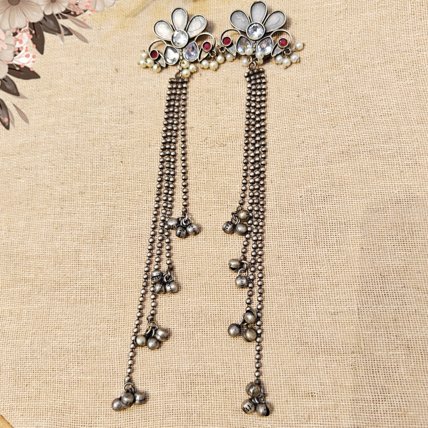 Ayla Silver Look Alike Oxidized Earrings