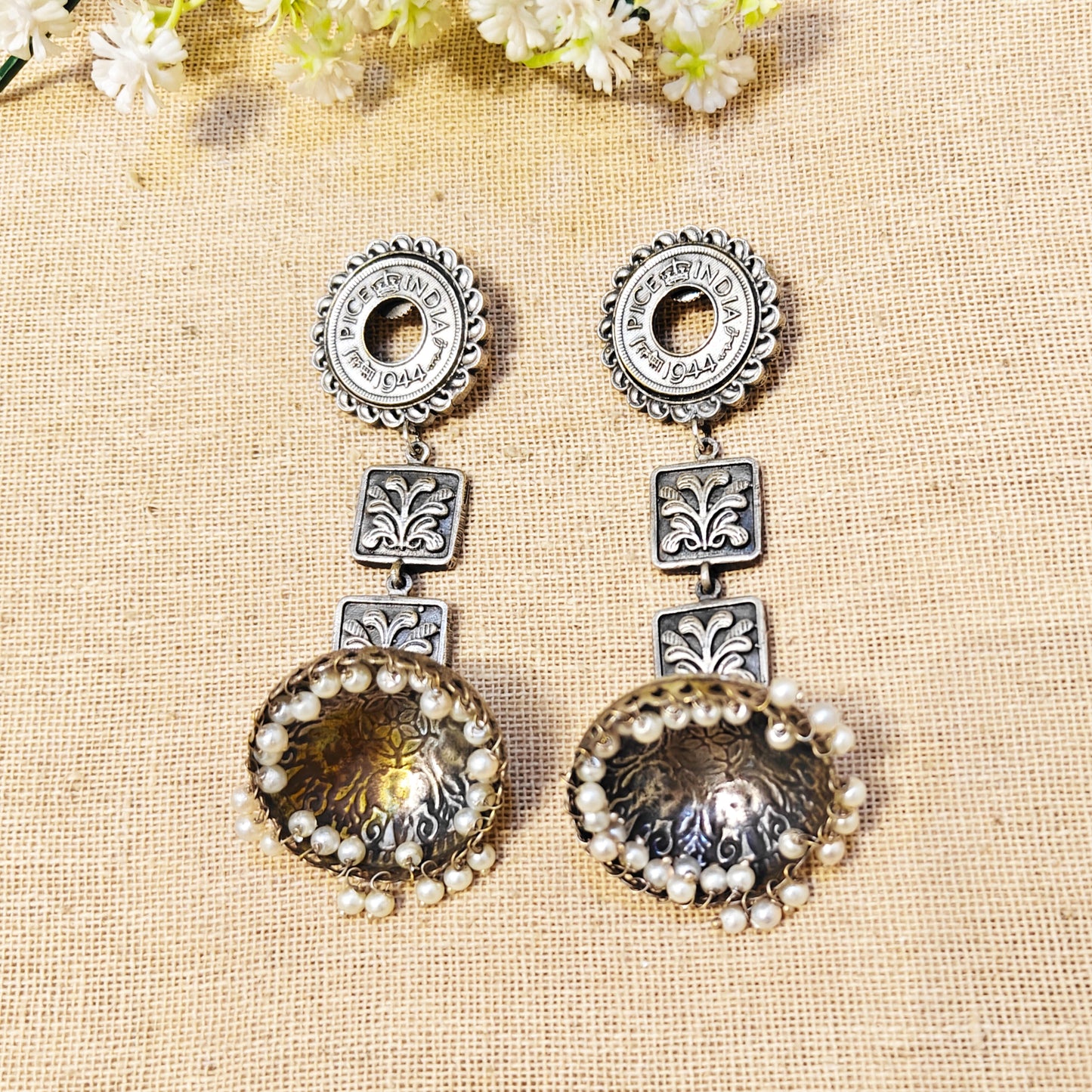 Eira Silver Look Alike Oxidized Earrings
