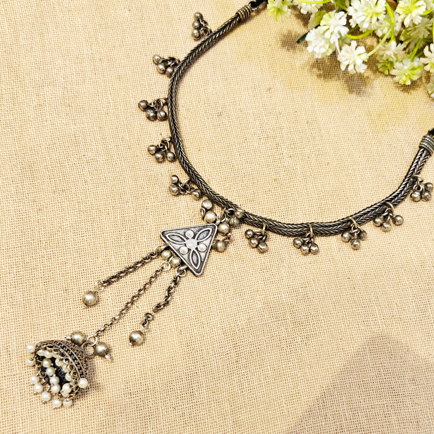 Sky Silver Look Alike Oxidized Choker