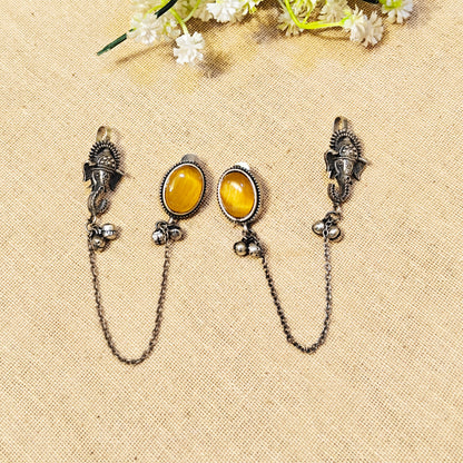 Amoura Silver Look Alike Stone Earcuffs