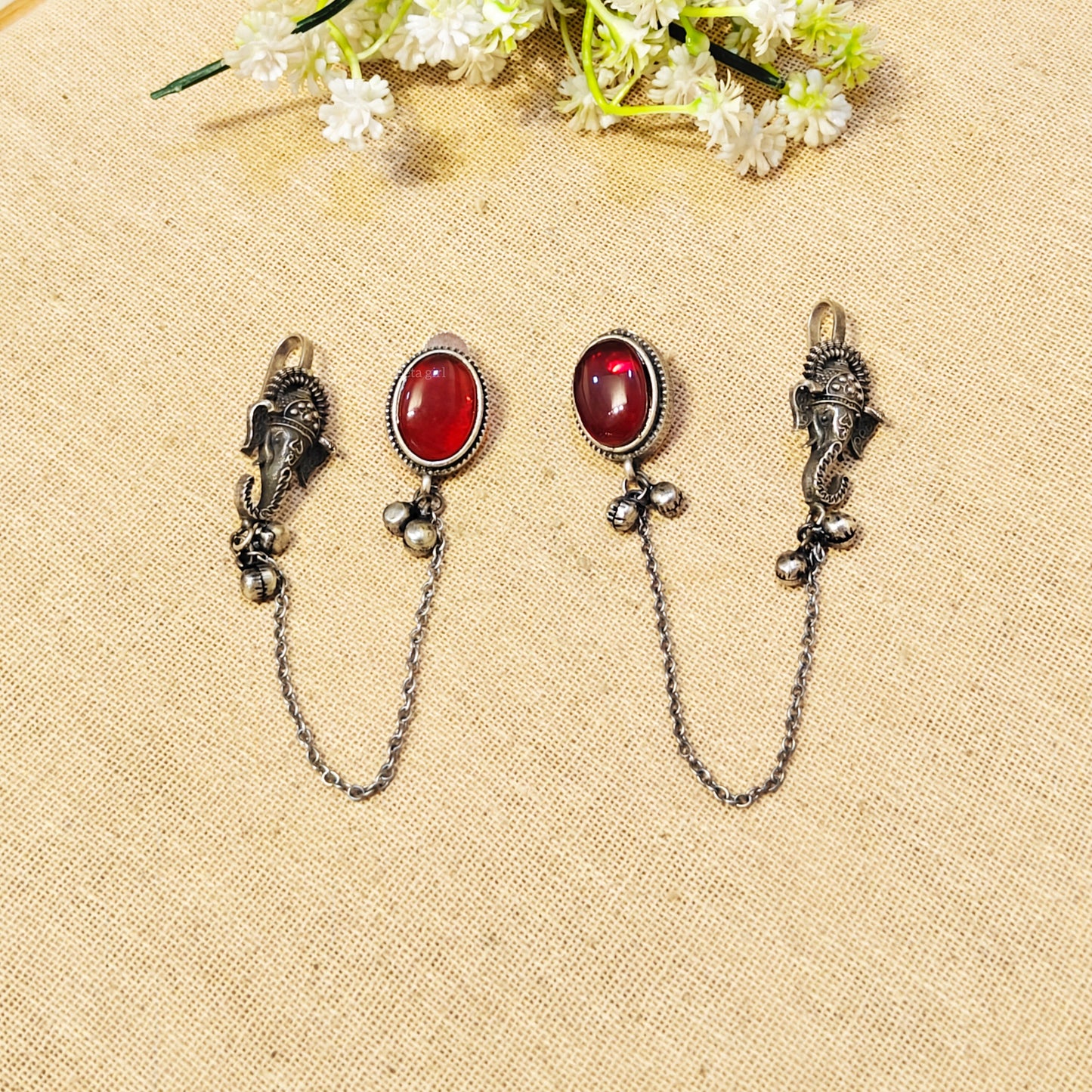 Amoura Silver Look Alike Stone Earcuffs