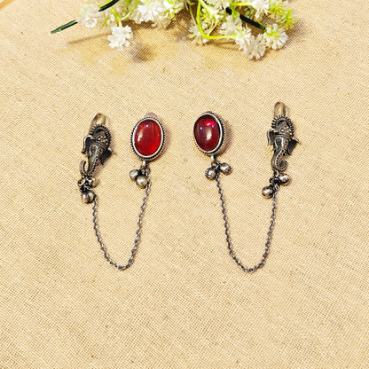 Amoura Silver Look Alike Stone Earcuffs