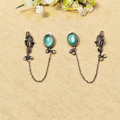 Amoura Silver Look Alike Stone Earcuffs