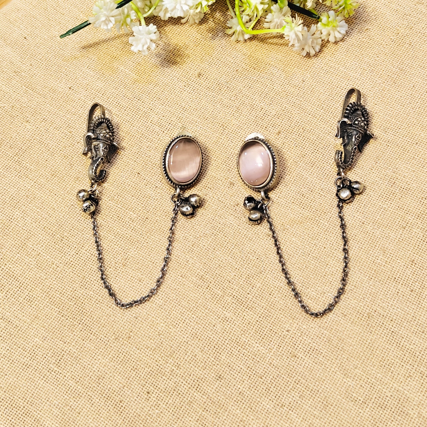 Amoura Silver Look Alike Stone Earcuffs
