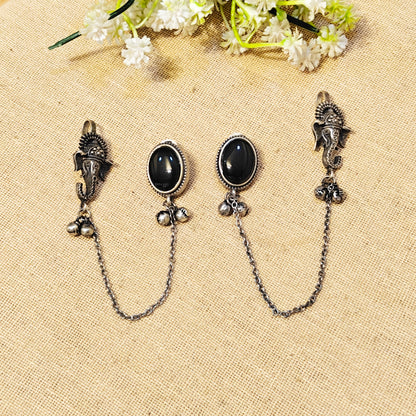 Amoura Silver Look Alike Stone Earcuffs