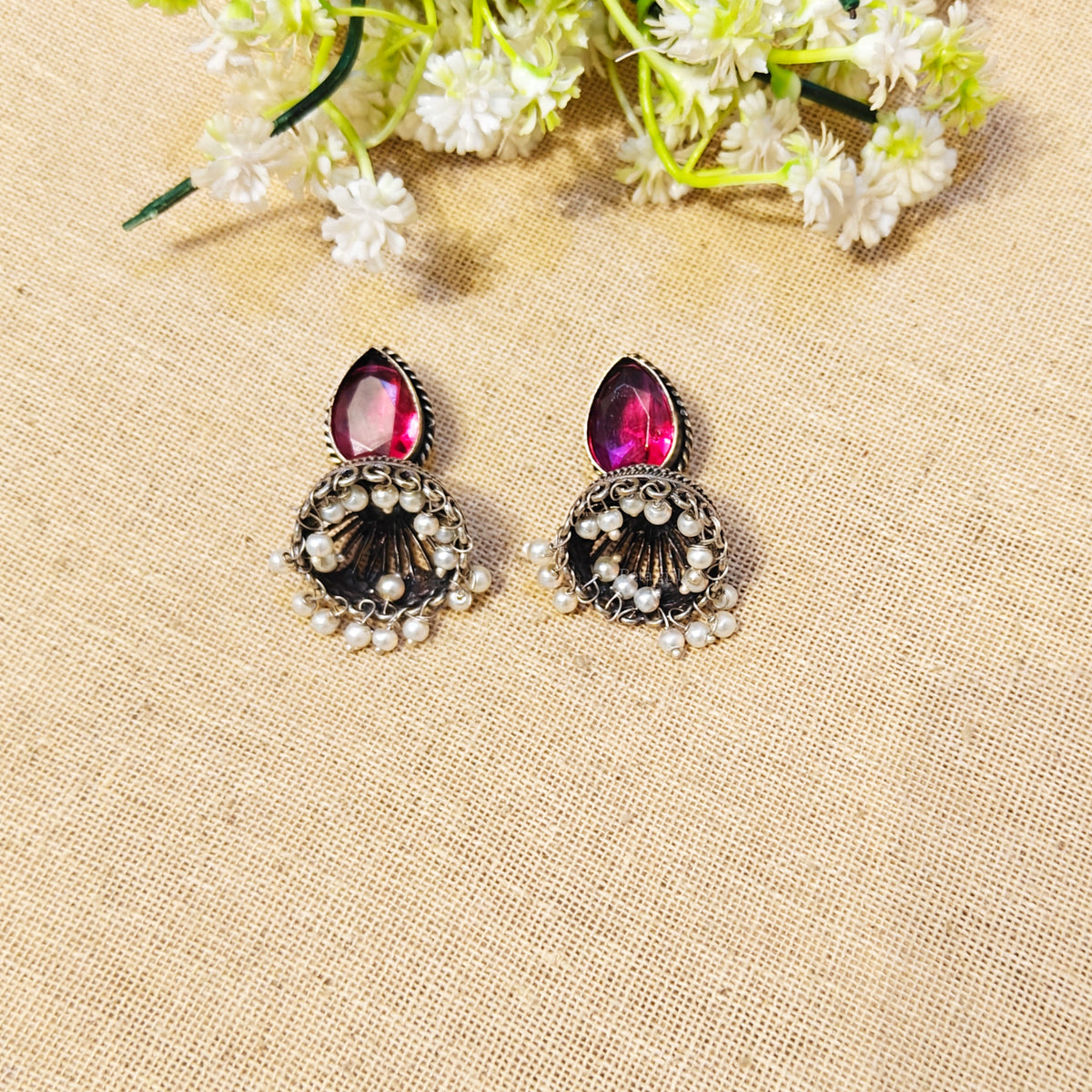 Misty Silver Look Alike Oxidized Earrings