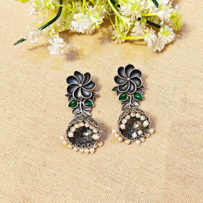 Solene Silver Look Alike Stone Earrings