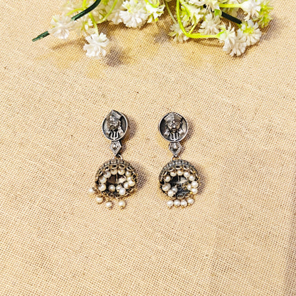 Lunara Silver Look Alike Oxidized Earrings