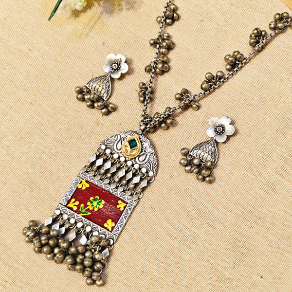 Vireya Silver Look Alike Oxidized Necklace
