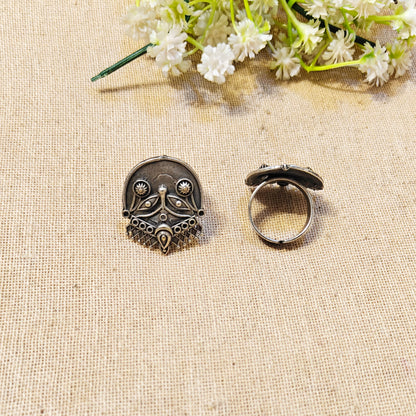 Maa Silver Look Alike Oxidized Ring