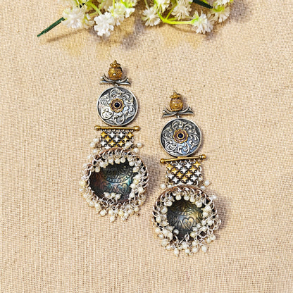 Ilara Silver Look Alike Dual Tone Earring