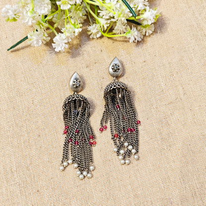 Lisha Silver Look Alike Oxidized Earrings