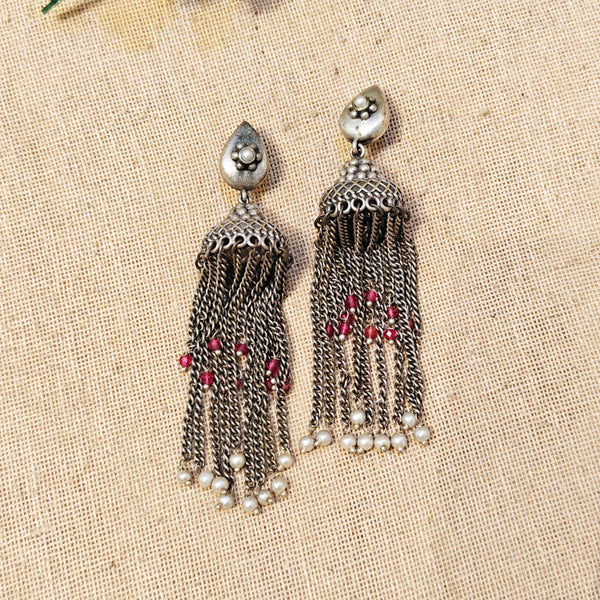 Lisha Silver Look Alike Oxidized Earrings