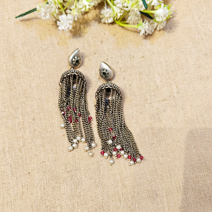 Lisha Silver Look Alike Oxidized Earrings
