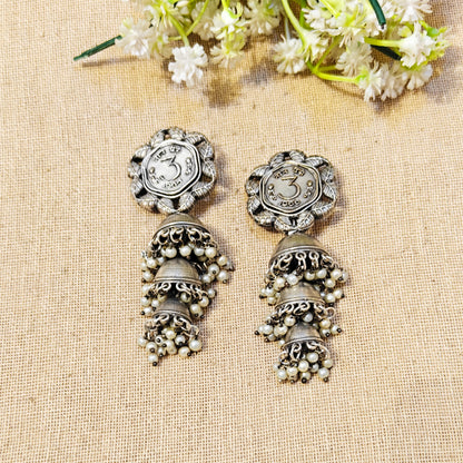Coin Silver Look Alike Oxidized Earrings