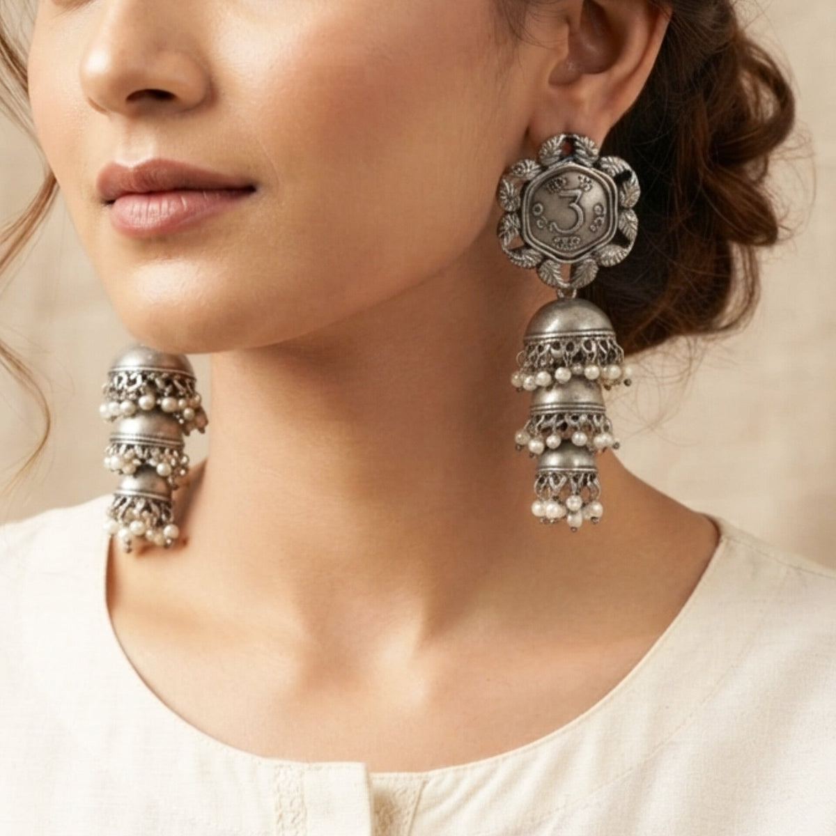 Coin Silver Look Alike Oxidized Earrings