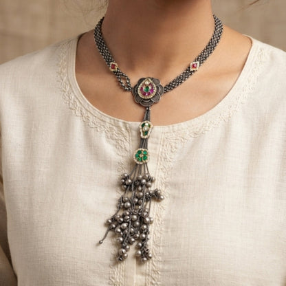 Zara Silver Look Alike Oxidized Necklace
