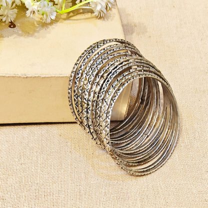 Vira Silver Look Alike Oxidized Bangles
