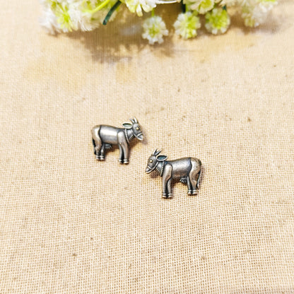 Cow Silver Look Alike Oxidized Earrings