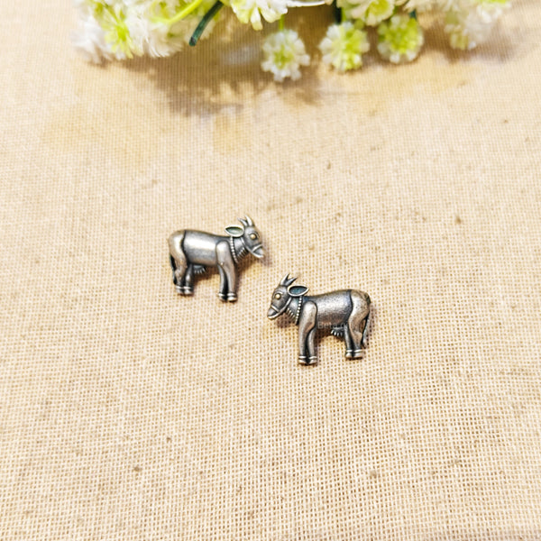 Cow Silver Look Alike Oxidized Earrings