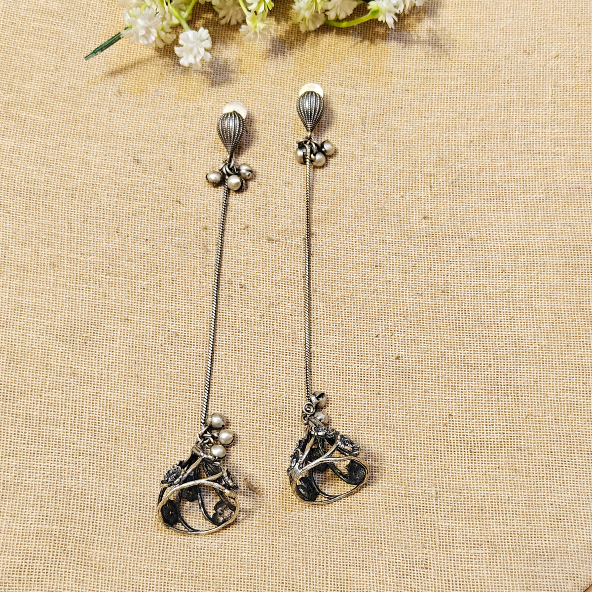 Lira Silver Look Alike Oxidized Earrings