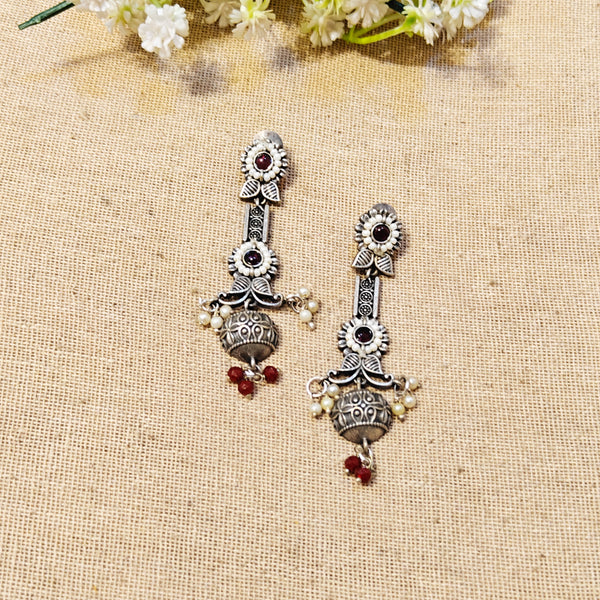 Veyra Silver Look Alike Oxidized Earrings
