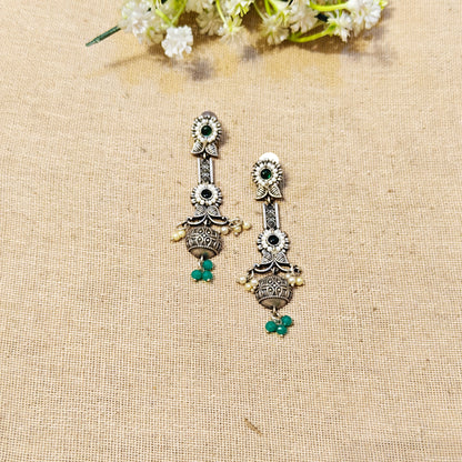 Veyra Silver Look Alike Oxidized Earrings