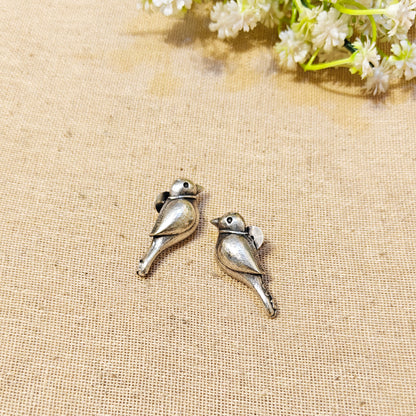 Parrot Silver Look Alike Oxidized Earrings