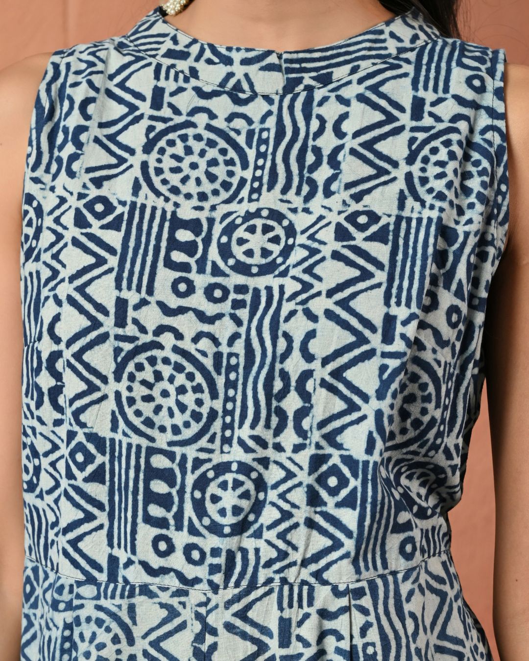 Indigo Block Print Jumpsuit Bo
