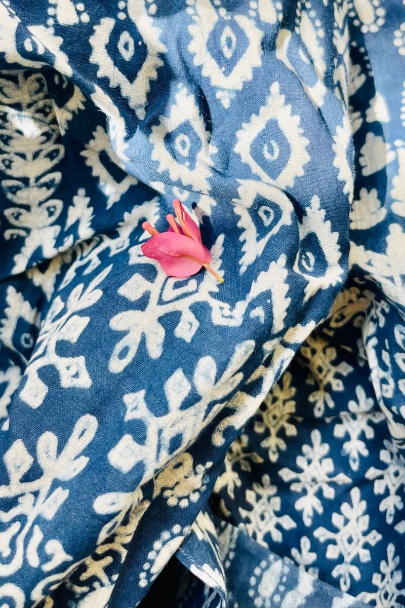 Indigo Hand Block Shirt Dress